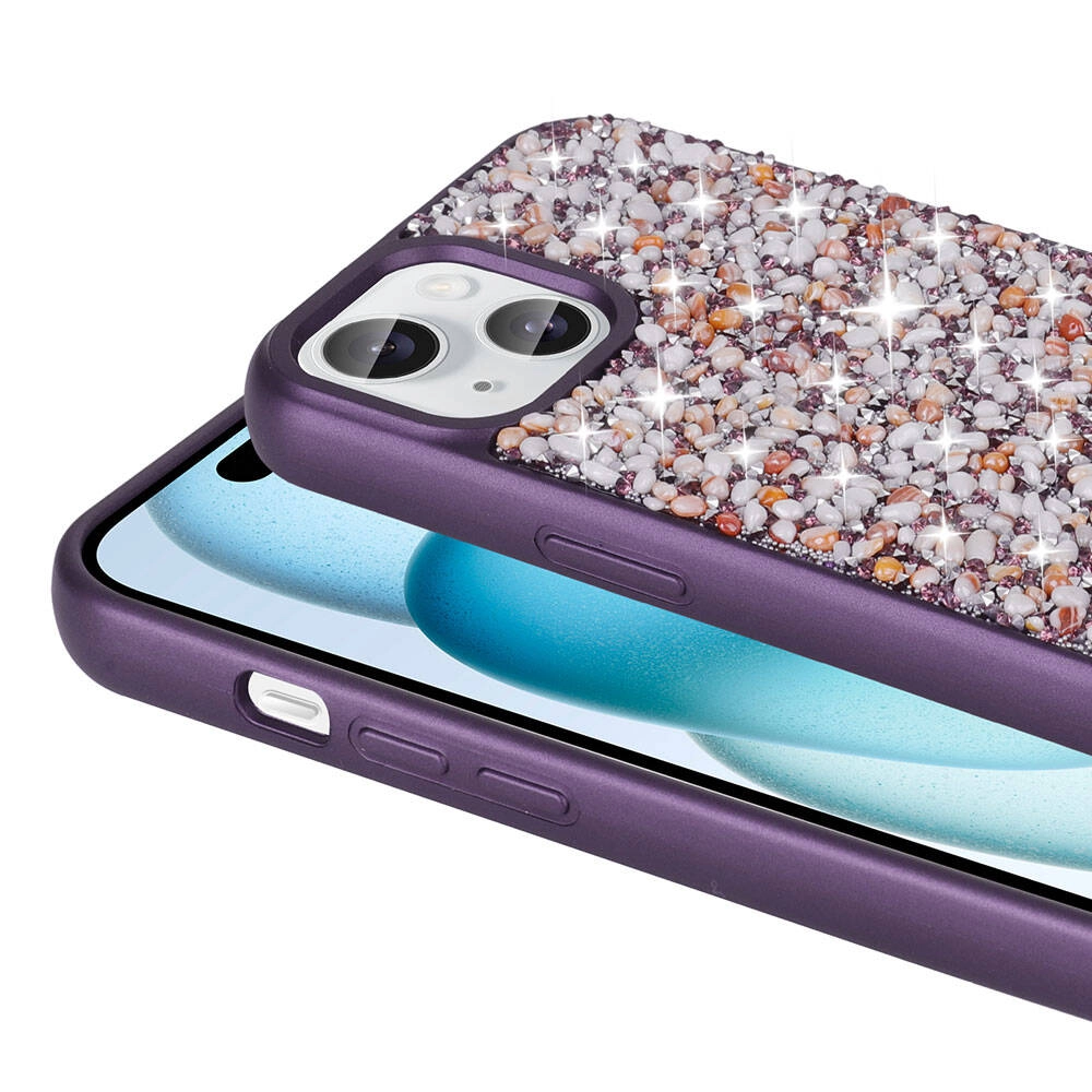 iPhone Uyumlu 15 Kılıf Parlak Taşlı Tasarım Zore Linea Diamond Kapak