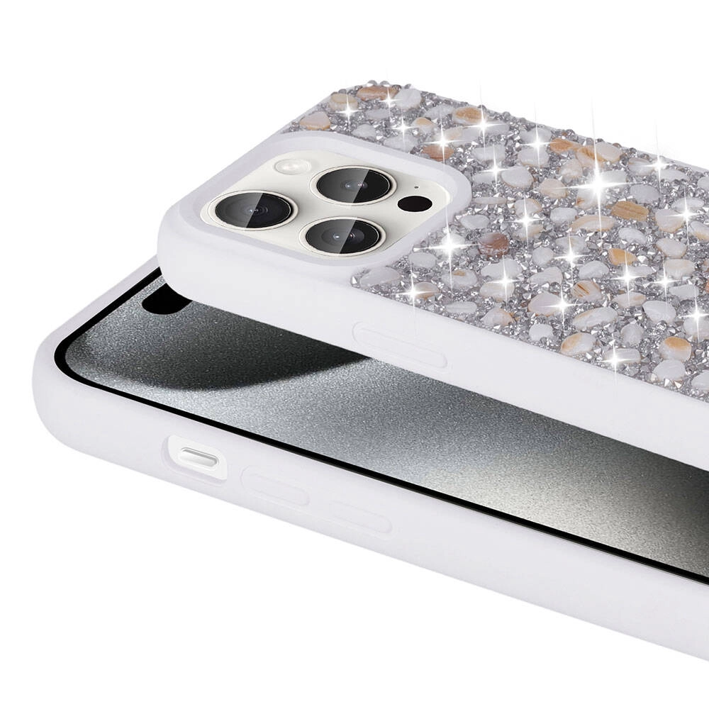 iPhone Uyumlu 15 Pro Kılıf Parlak Taşlı Tasarım Zore Linea Diamond Kapak