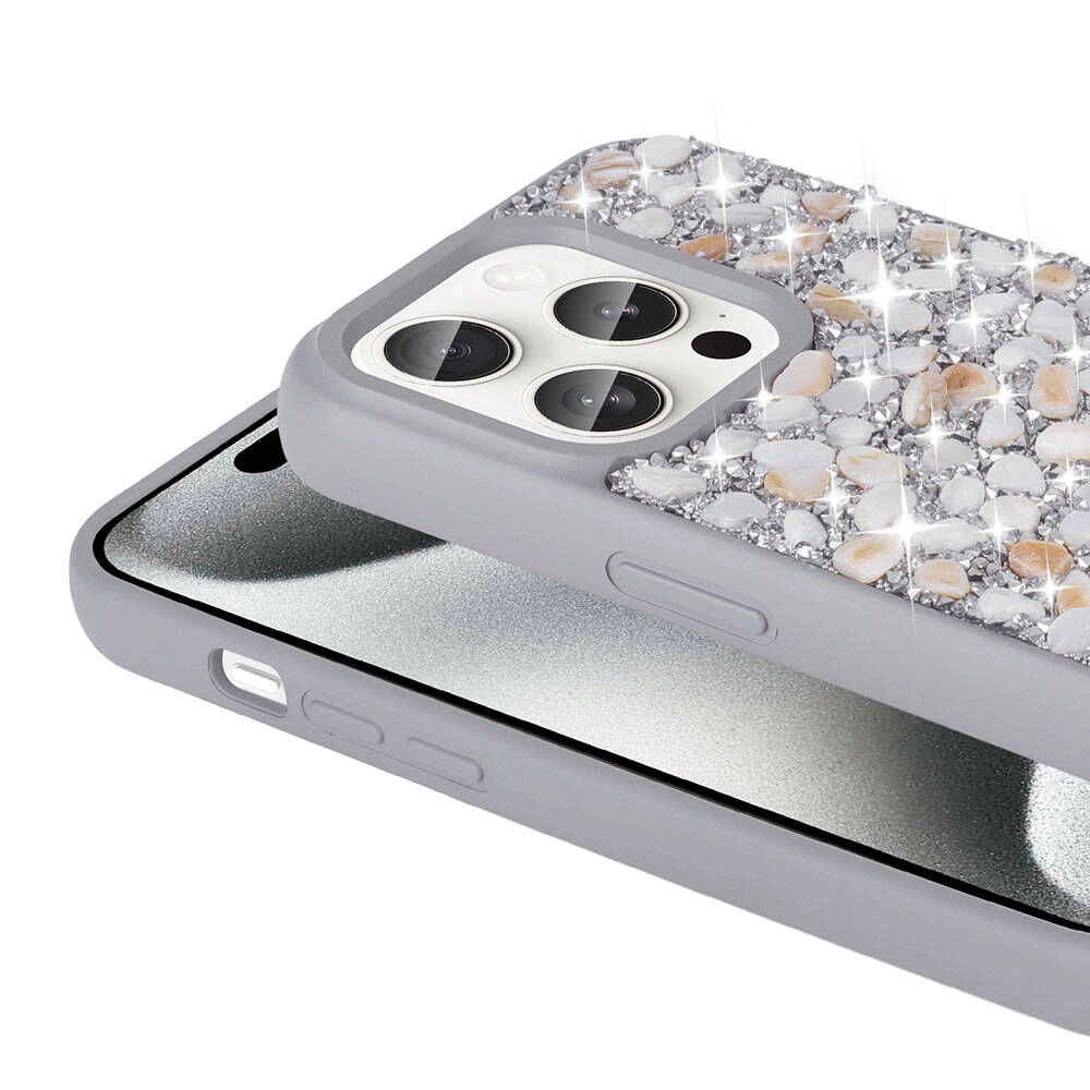 iPhone Uyumlu 15 Pro Max Kılıf Parlak Taşlı Tasarım Zore Linea Diamond Kapak