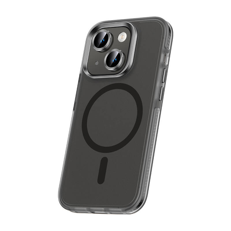 iPhone Uyumlu 15 Kılıf Airbagli M-safe Wireless Şarj Özellikli Lens Koruyuculu Zore Klaptika Kapak