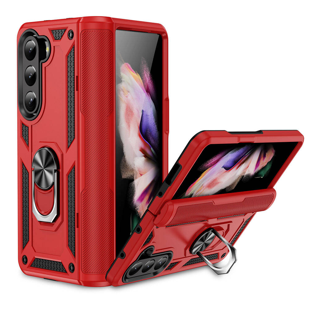 Galaxy Uyumlu Z Fold 5 Kılıf Zore Vega Kapak-Kırmızı
