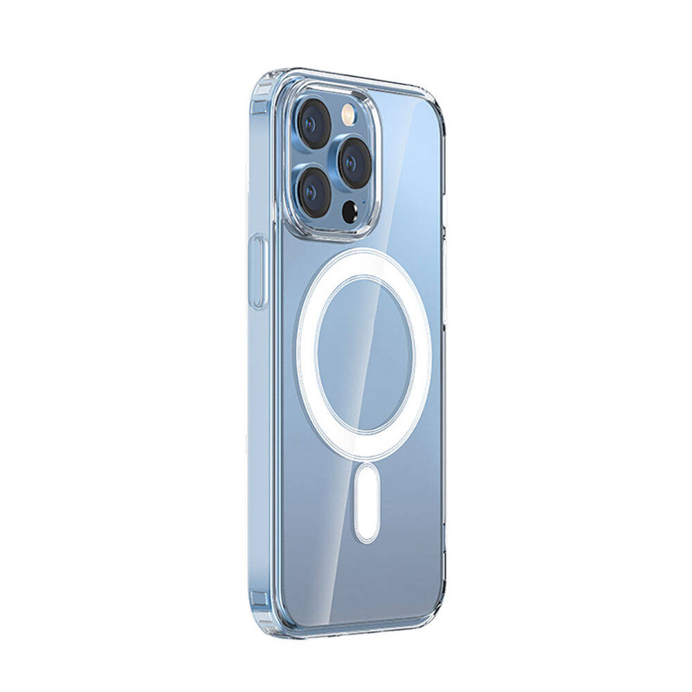 iPhone Uyumlu 15 Pro Max Kılıf M-safe Şarj Özellikli Şeffaf Sert PC Zore Embos Kapak
