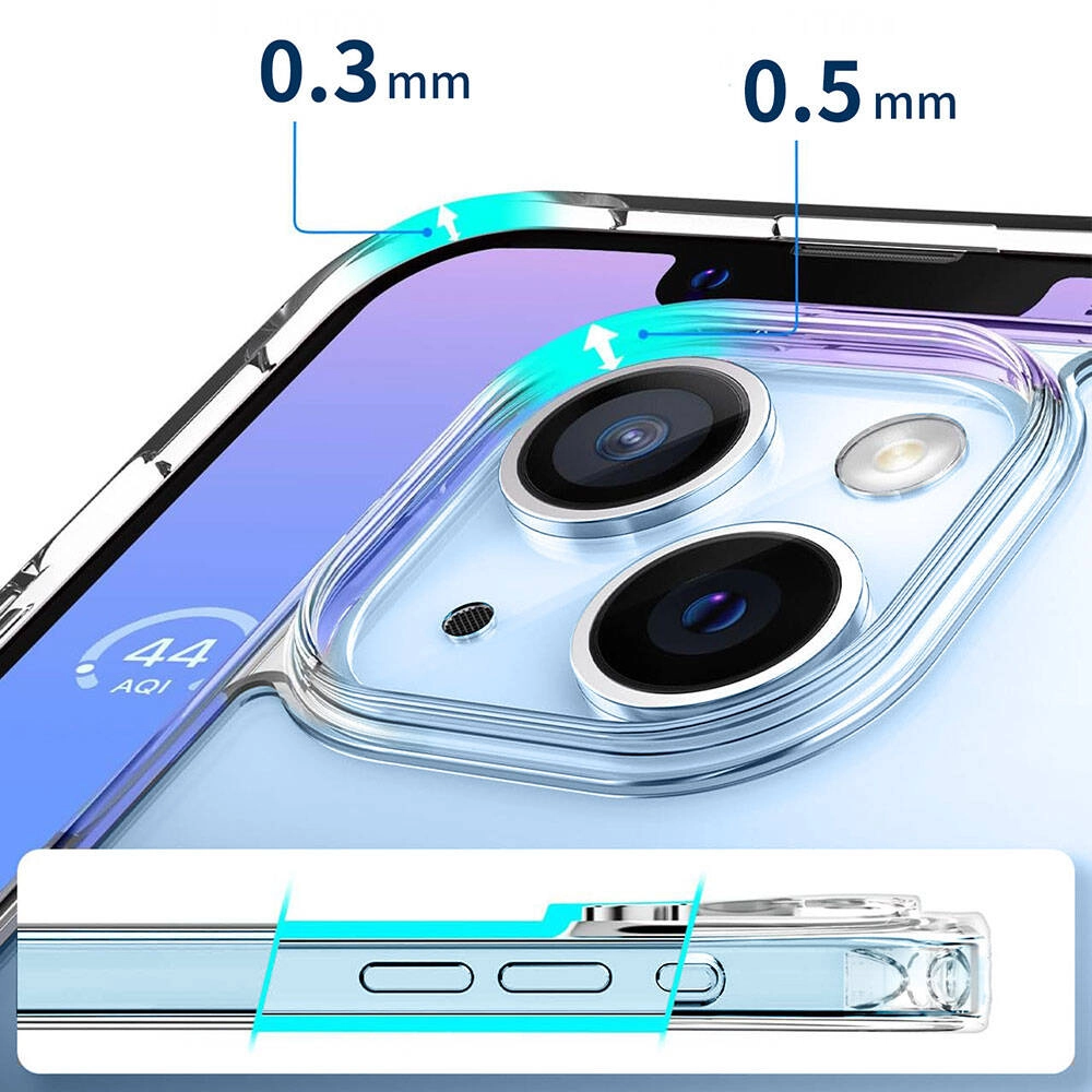 iPhone Uyumlu 15 Plus Kılıf M-safe Şarj Özellikli Şeffaf Sert PC Zore Embos Kapak