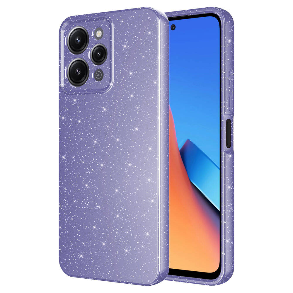 Xiaomi Uyumlu  Redmi 12 Kılıf Kamera Korumalı Simli Lüks Zore Koton Kapak-Mor