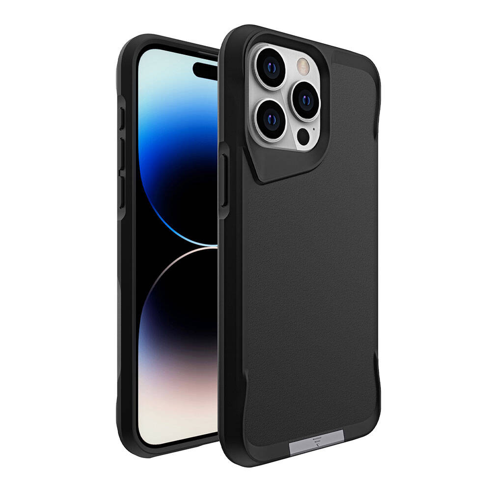 iPhone Uyumlu 15 Pro Max Kılıf Zore Airbag Kenarlı T-Max Mat Standlı Kapak-Siyah