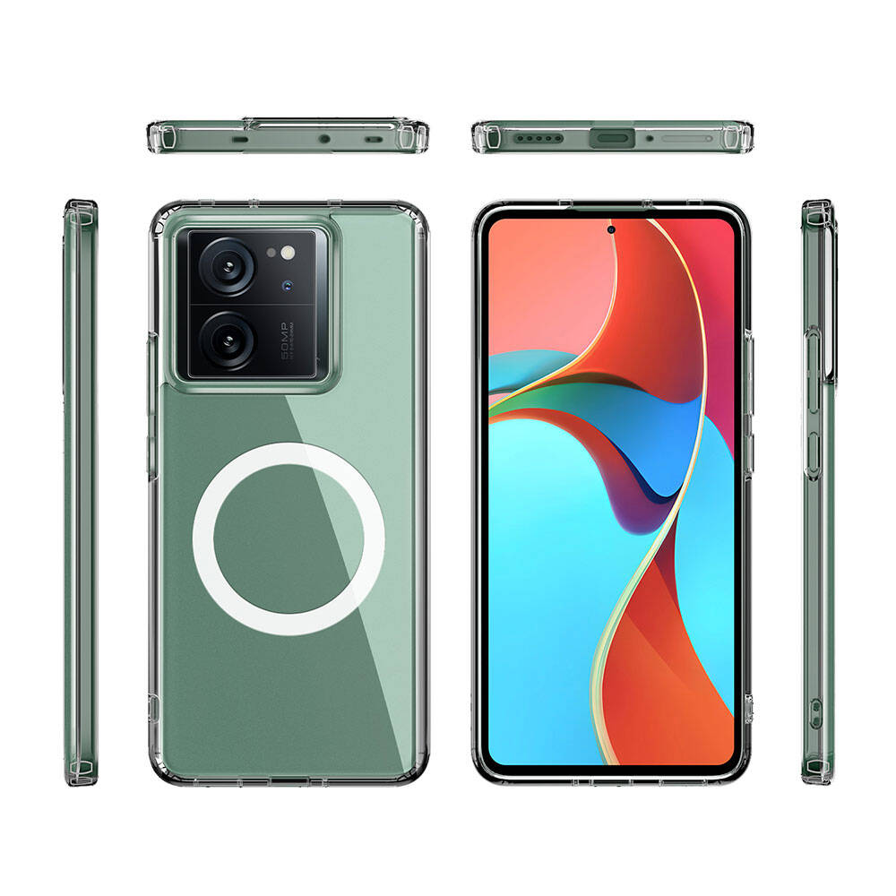 Xiaomi Uyumlu  Mi 13T Pro Kılıf Sert PC Arka Yüzey Wireless Şarj Özellikli Zore Flet M-safe Kapak