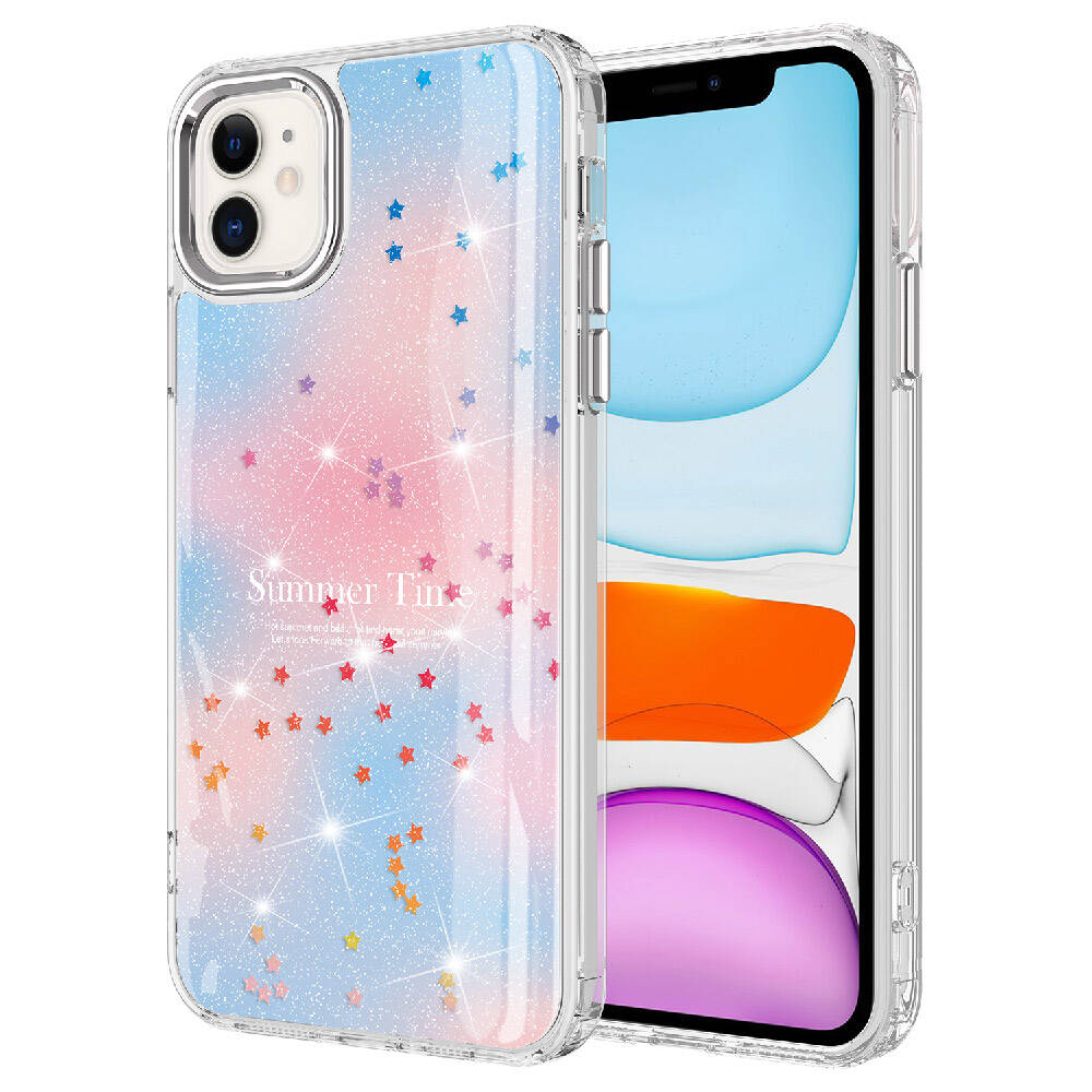 iPhone Uyumlu 11 Kılıf Simli Desenli Parlak Zore Task Kapak