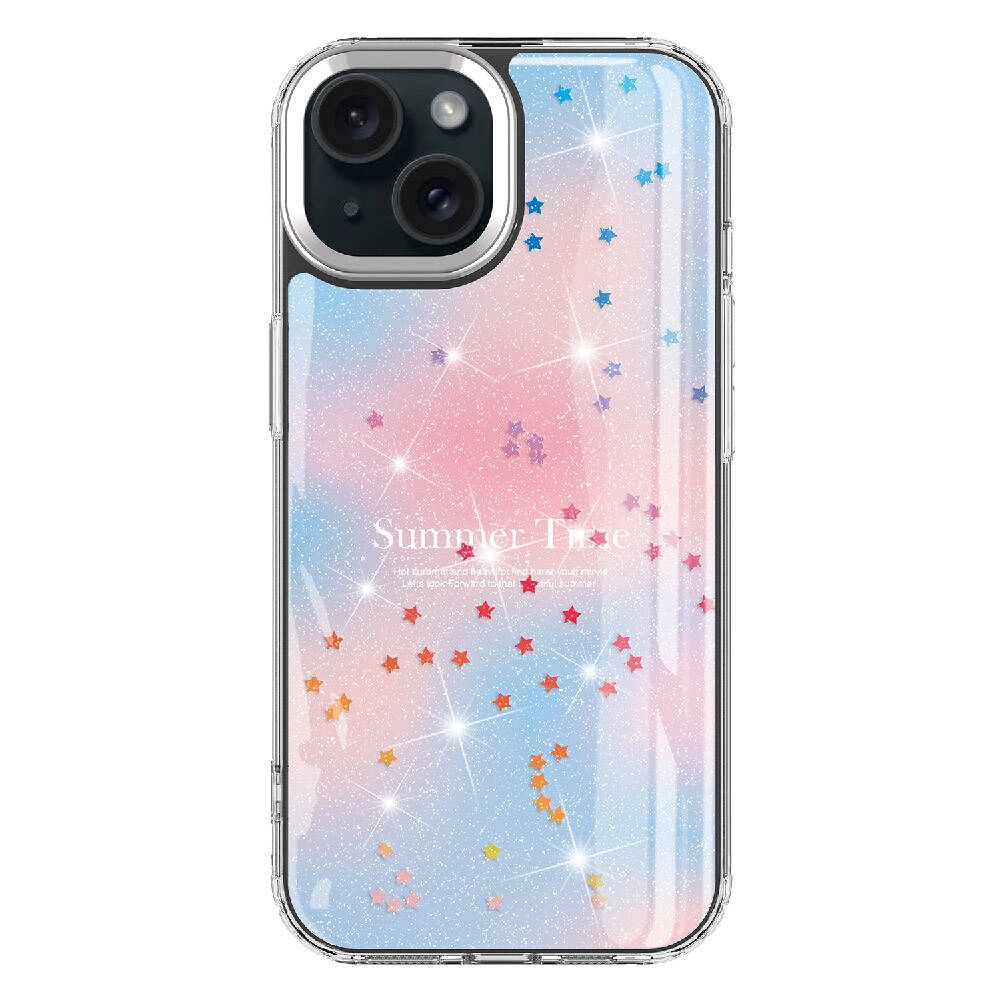 iPhone Uyumlu 15 Plus Kılıf Simli Desenli Parlak Zore Task Kapak