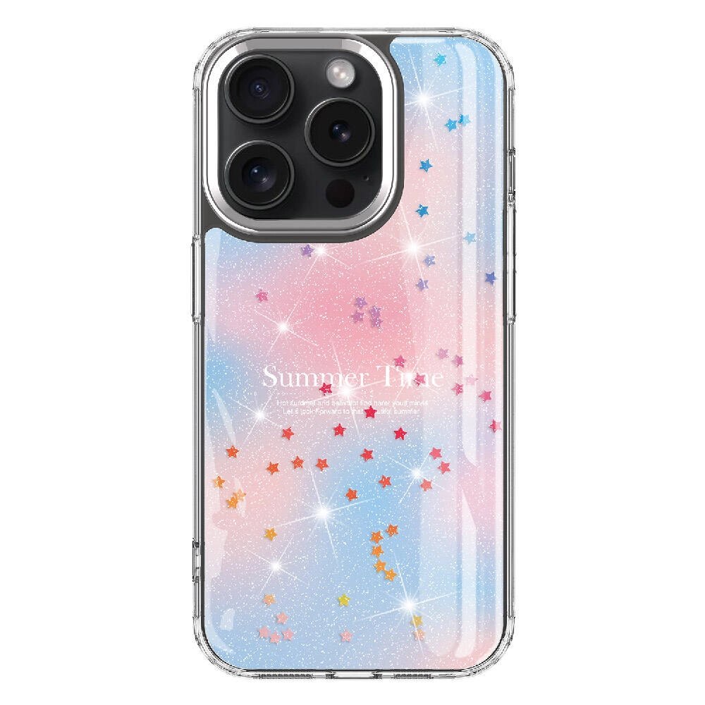 iPhone Uyumlu 15 Pro Kılıf Simli Desenli Parlak Zore Task Kapak