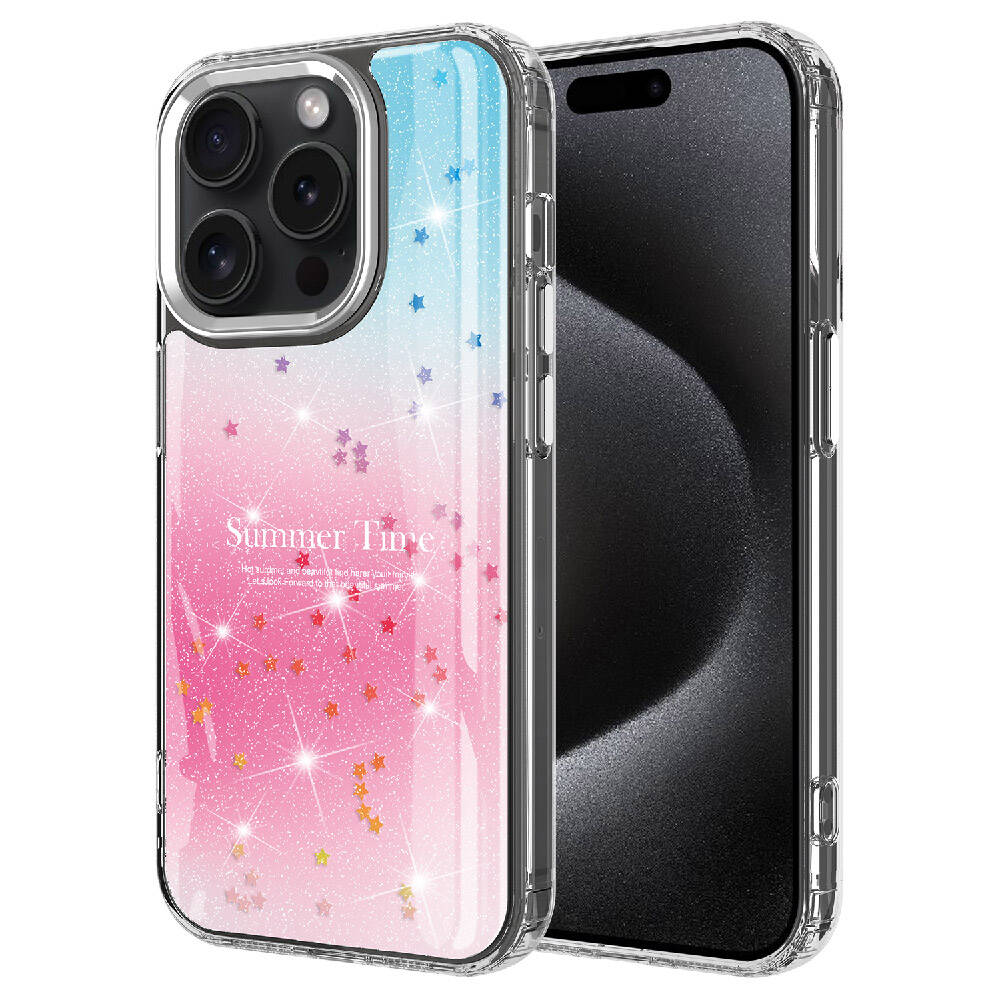 iPhone Uyumlu 15 Pro Max Kılıf Simli Desenli Parlak Zore Task Kapak