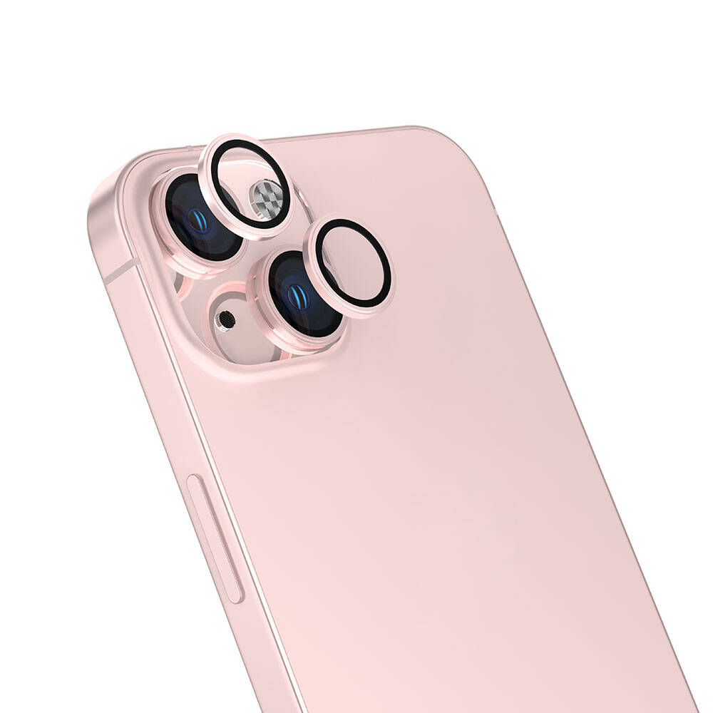 iPhone Uyumlu 15 Plus Zore Safir CL-15 Parmak İzi Bırakmayan Anti-Reflective Kamera Lens Koruyucu-Pembe