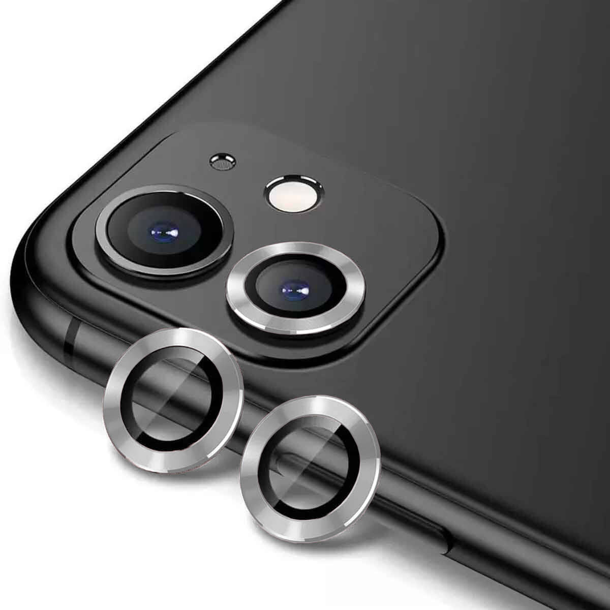iPhone Uyumlu 12 Zore CL-12 Premium Safir Parmak İzi Bırakmayan Anti-Reflective Kamera Lens Koruyucu-Gümüş