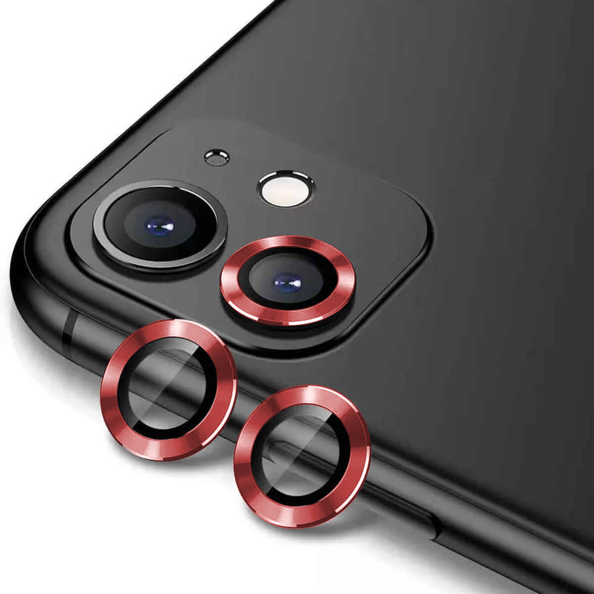 iPhone Uyumlu 11 Zore CL-12 Premium Safir Parmak İzi Bırakmayan Anti-Reflective Kamera Lens Koruyucu-Kırmızı