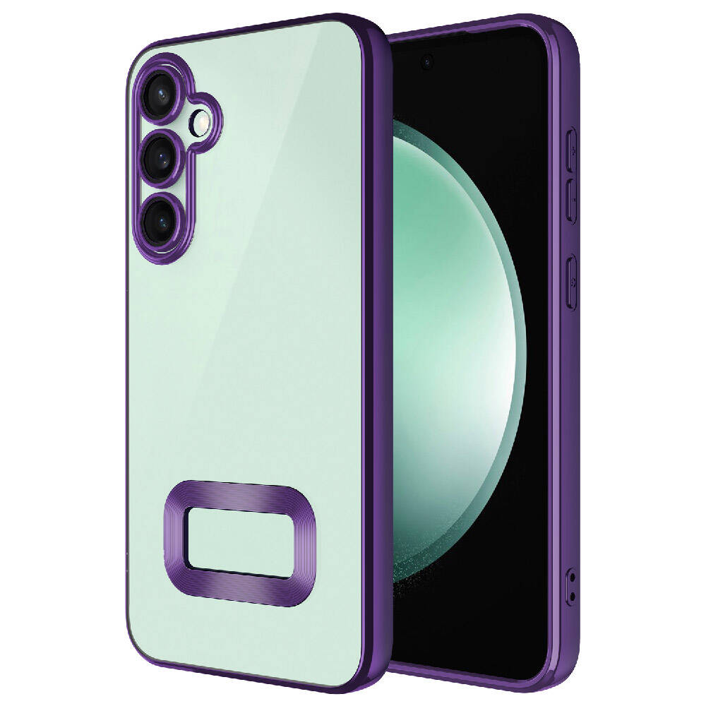 Galaxy Uyumlu S23 FE Kılıf Kamera Korumalı Logo Gösteren Zore Omega Kapak-Derin mor