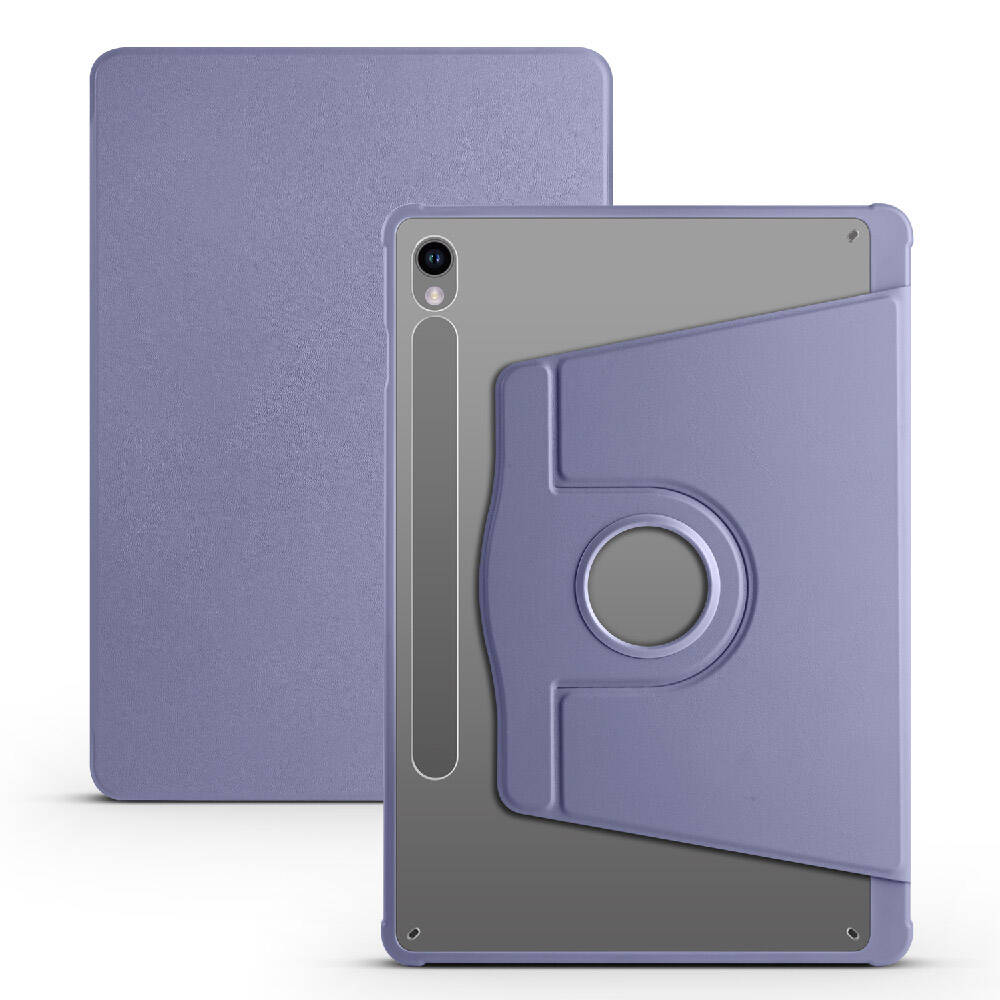 Galaxy Uyumlu Tab S9 Kılıf Zore Termik Kalem Bölmeli Dönebilen Standlı Kılıf-Lavendery gray