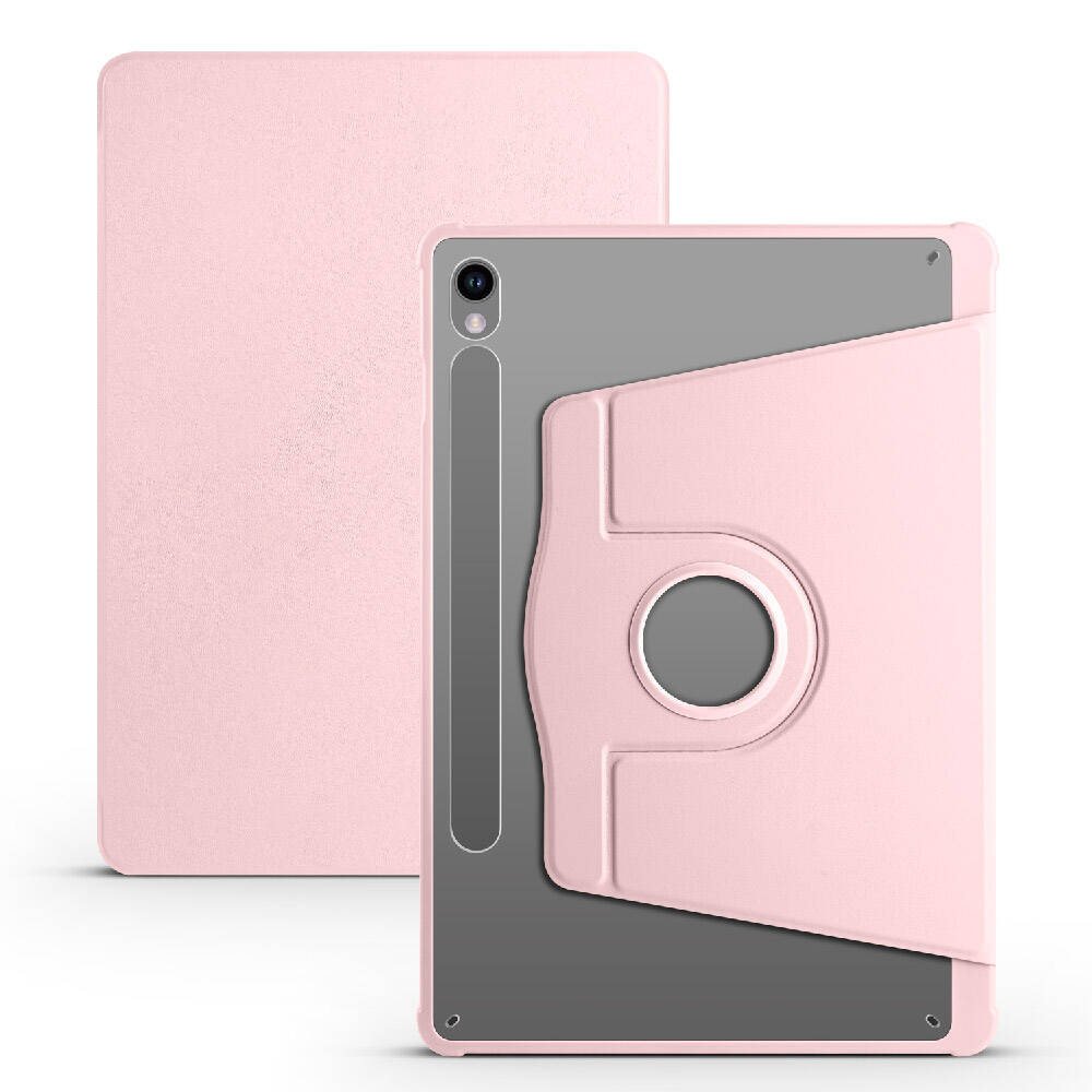 Galaxy Uyumlu Tab S9 Kılıf Zore Termik Kalem Bölmeli Dönebilen Standlı Kılıf-Pembe