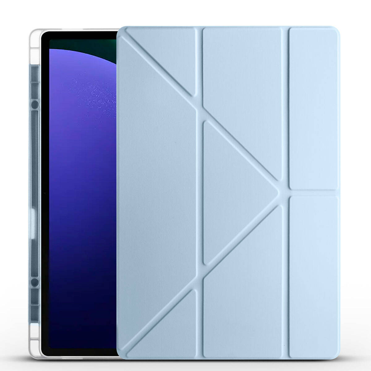 Galaxy Uyumlu Tab S9 Ultra Kılıf Zore Tri Folding Kalem Bölmeli Standlı Kılıf-Mavi