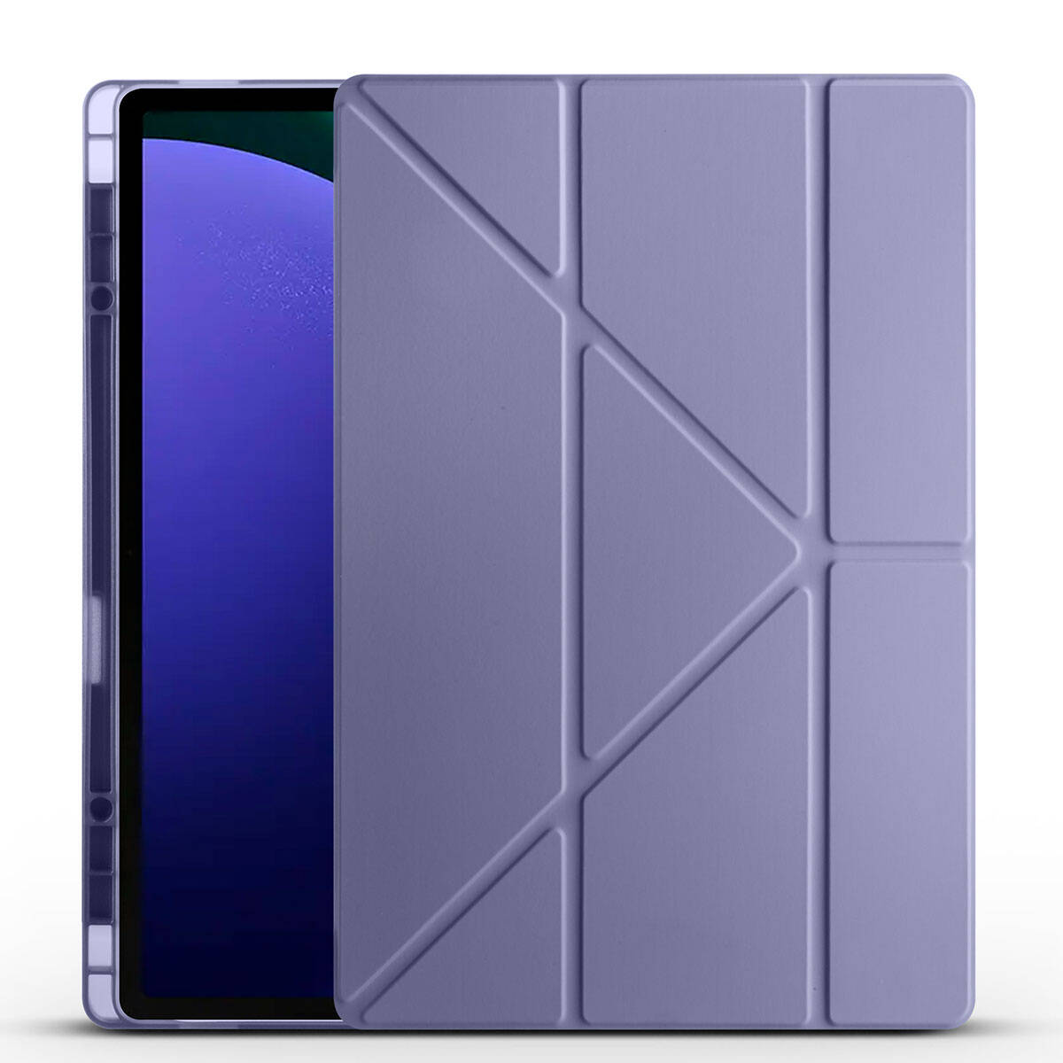 Galaxy Uyumlu Tab S9 Ultra Kılıf Zore Tri Folding Kalem Bölmeli Standlı Kılıf-Mor