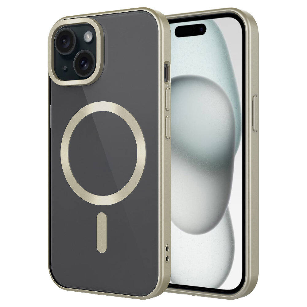 iPhone Uyumlu 15 Kılıf Mat Tasarımlı M-safe Wireless Şarj Özellikli Zore Mat Setro Kapak-Sarı