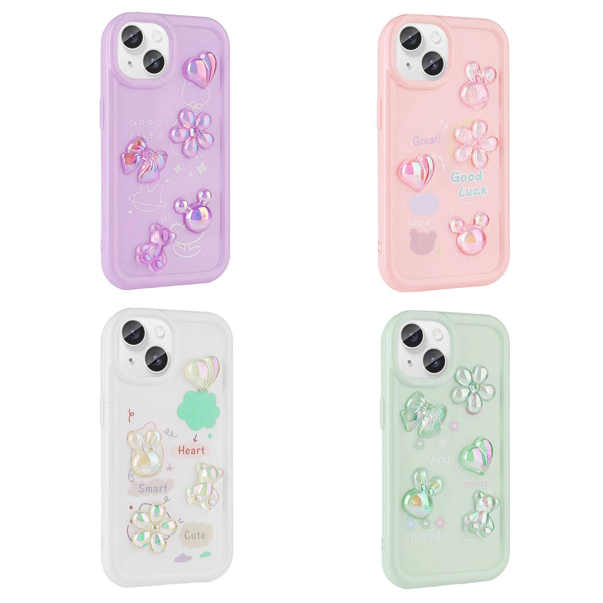 iPhone Uyumlu 13 Kılıf Kabartma Figürlü Parlak Zore Toys Silikon Kapak