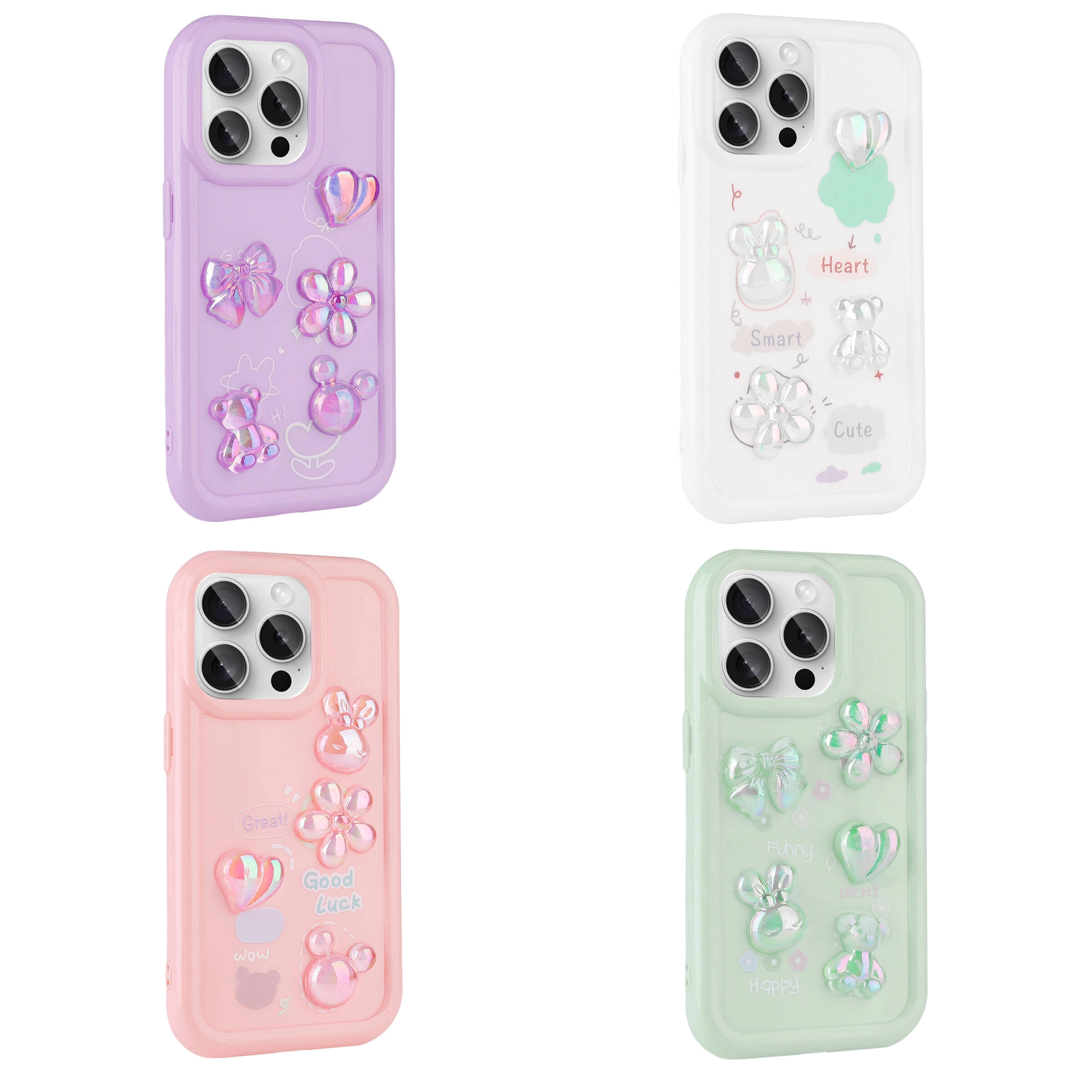 iPhone Uyumlu 14 Pro Max Kılıf Kabartma Figürlü Parlak Zore Toys Silikon Kapak