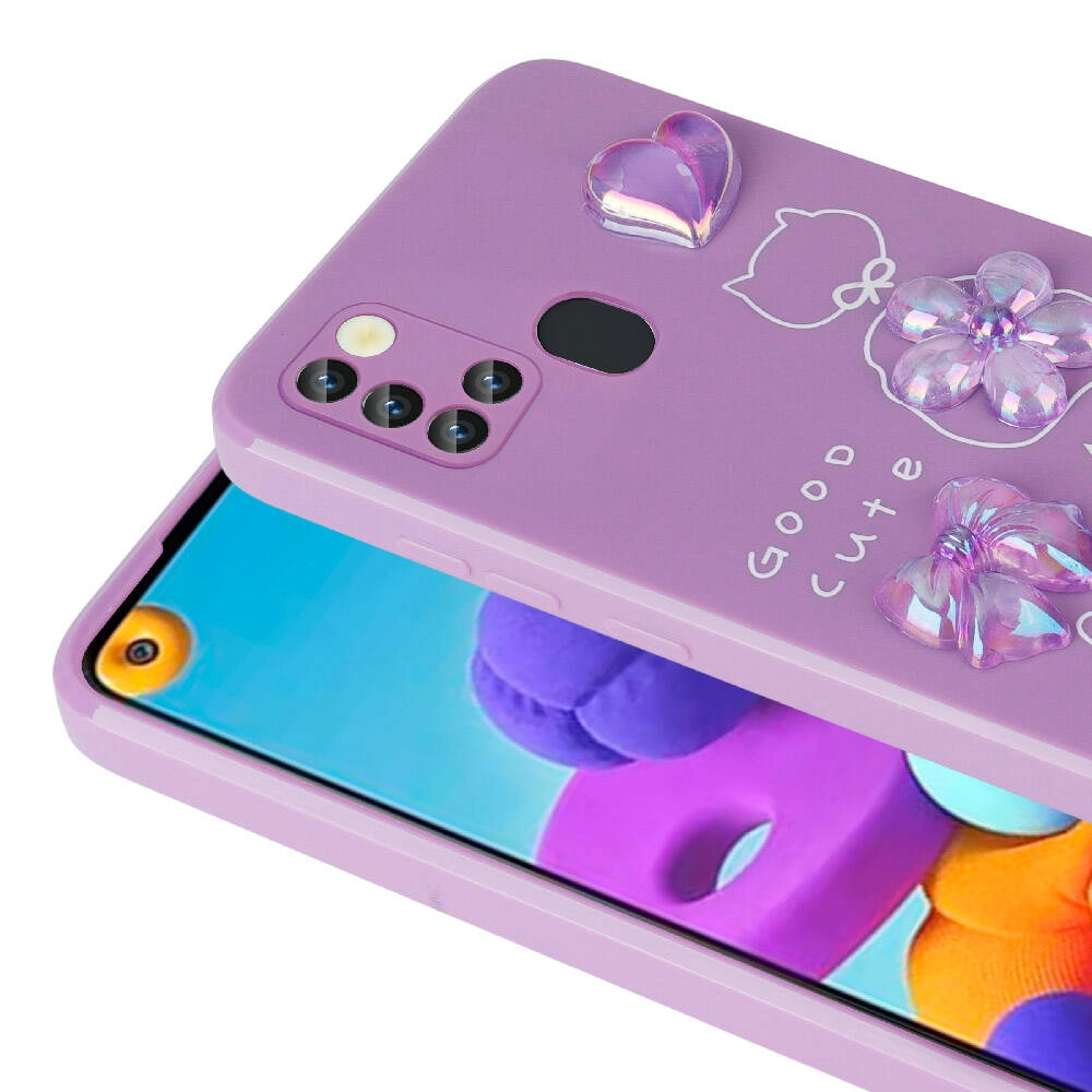 Galaxy Uyumlu A21S Kılıf Kabartma Figürlü Parlak Zore Toys Silikon Kapak