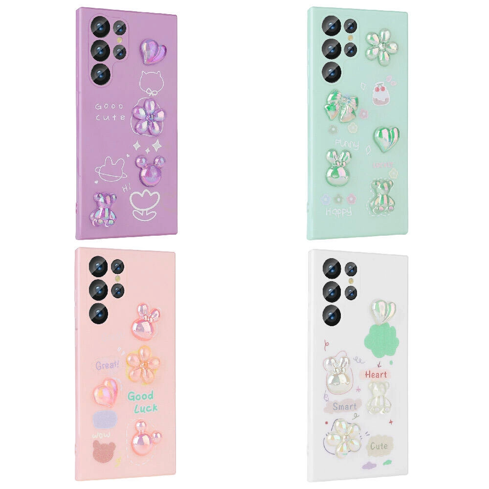 Galaxy Uyumlu S23 Ultra Kılıf Kabartma Figürlü Parlak Zore Toys Silikon Kapak