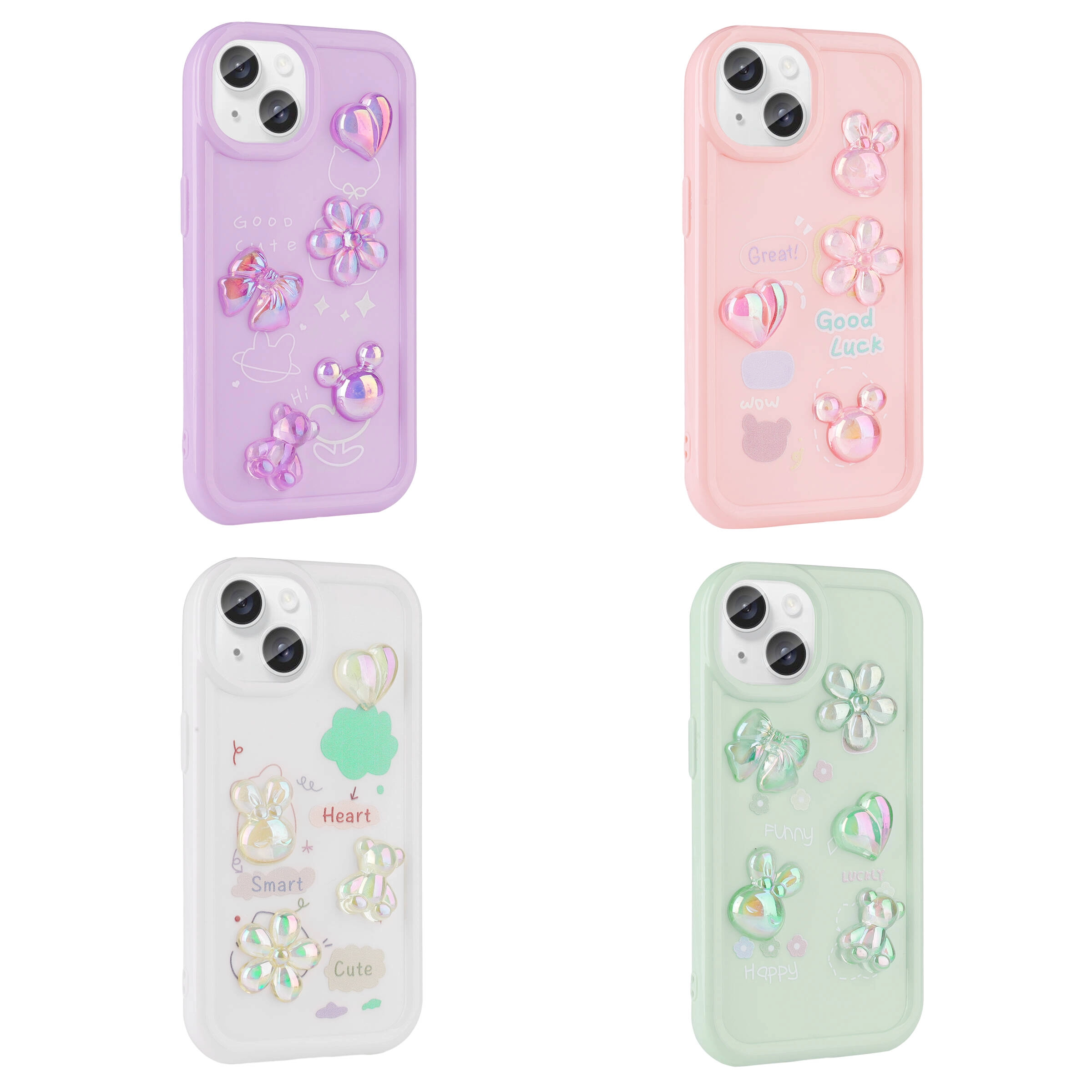 iPhone Uyumlu 14 Plus Kılıf Kabartma Figürlü Parlak Zore Toys Silikon Kapak