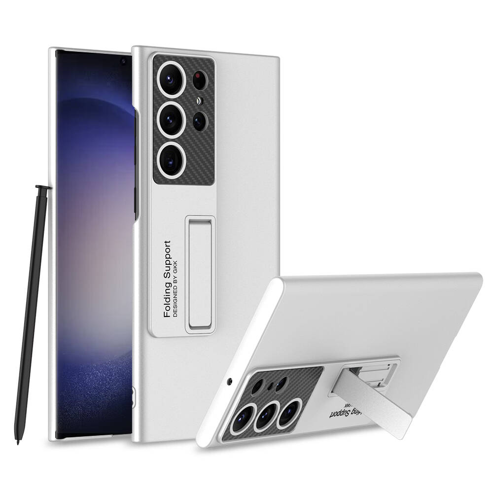 Galaxy Uyumlu S24 Ultra Kılıf Zore Standlı Ays Kapak-Gümüş