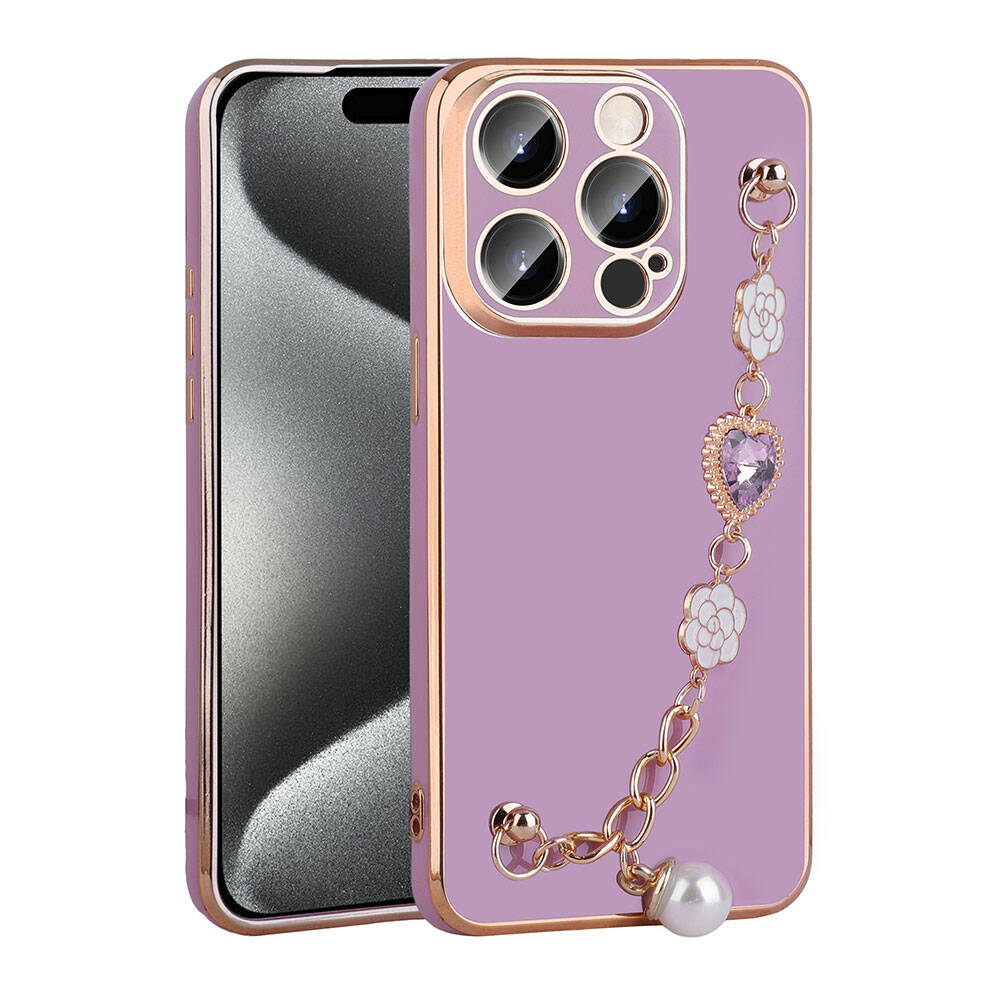 iPhone Uyumlu 15 Pro Max Kılıf El Tutamaçlı Kamera Korumalı Zore Taka Silikon Kapak-Mor