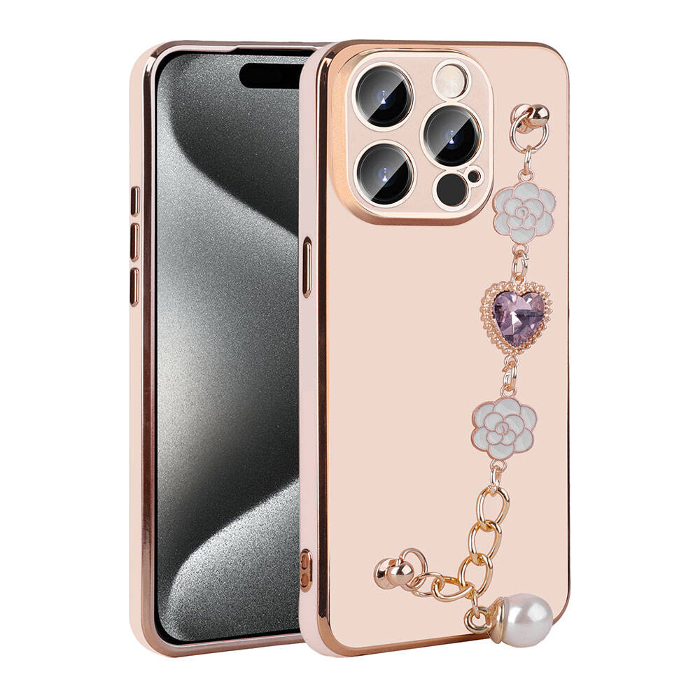 iPhone Uyumlu 15 Pro Kılıf El Tutamaçlı Kamera Korumalı Zore Taka Silikon Kapak-Pembe
