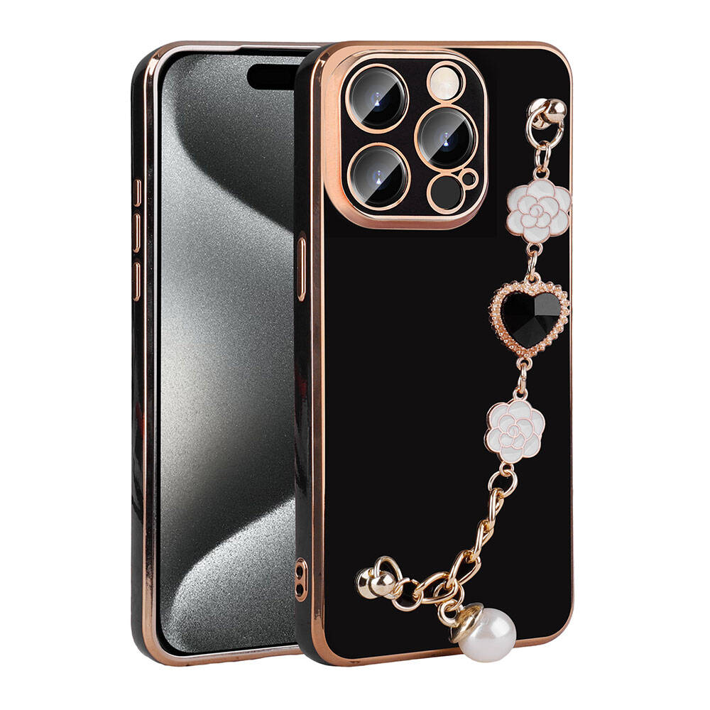 iPhone Uyumlu 15 Pro Kılıf El Tutamaçlı Kamera Korumalı Zore Taka Silikon Kapak-Siyah