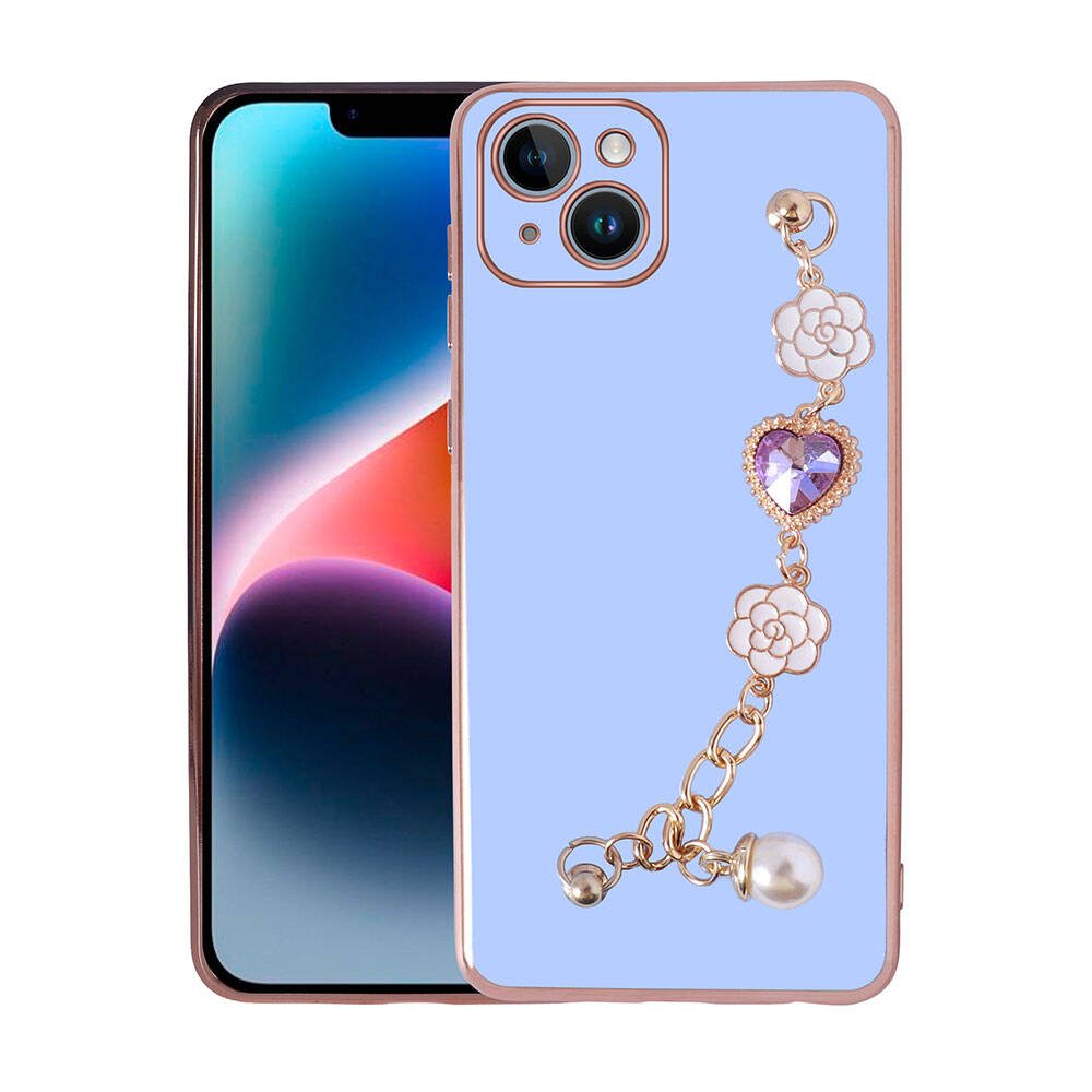 iPhone Uyumlu 15 Kılıf El Tutamaçlı Kamera Korumalı Zore Taka Silikon Kapak-Mor