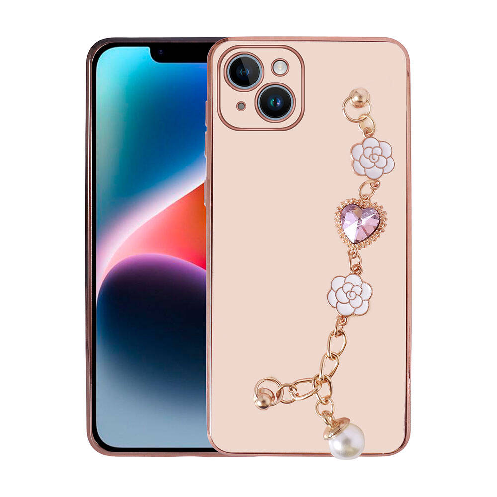 iPhone Uyumlu 15 Kılıf El Tutamaçlı Kamera Korumalı Zore Taka Silikon Kapak-Pembe