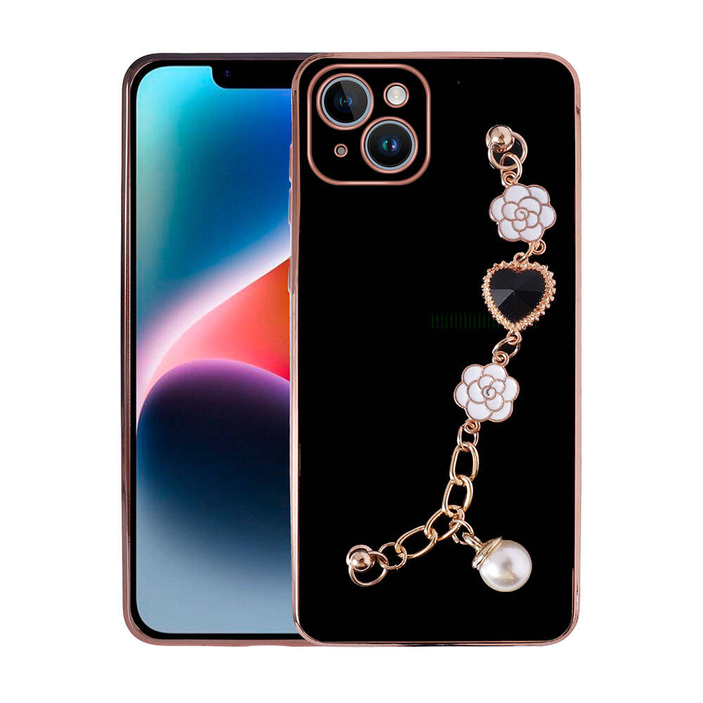 iPhone Uyumlu 15 Kılıf El Tutamaçlı Kamera Korumalı Zore Taka Silikon Kapak-Siyah