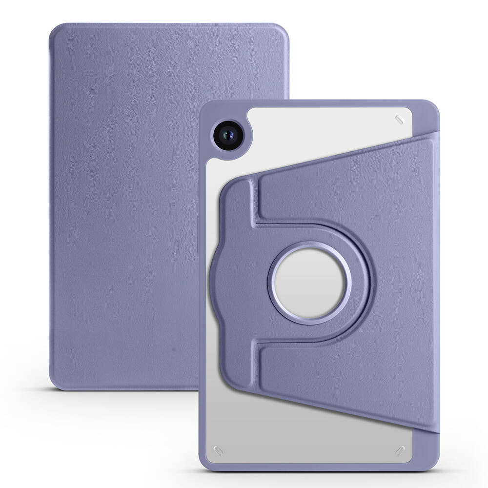 Galaxy Uyumlu Tab A9 Kılıf Zore Termik Kalem Bölmeli Dönebilen Standlı Kılıf-Lavendery gray