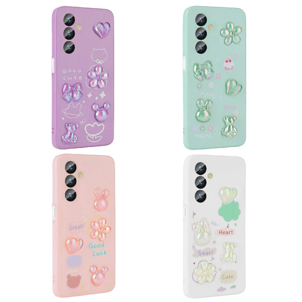 Galaxy Uyumlu A14 5G Kılıf Kabartma Figürlü Parlak Zore Toys Silikon Kapak