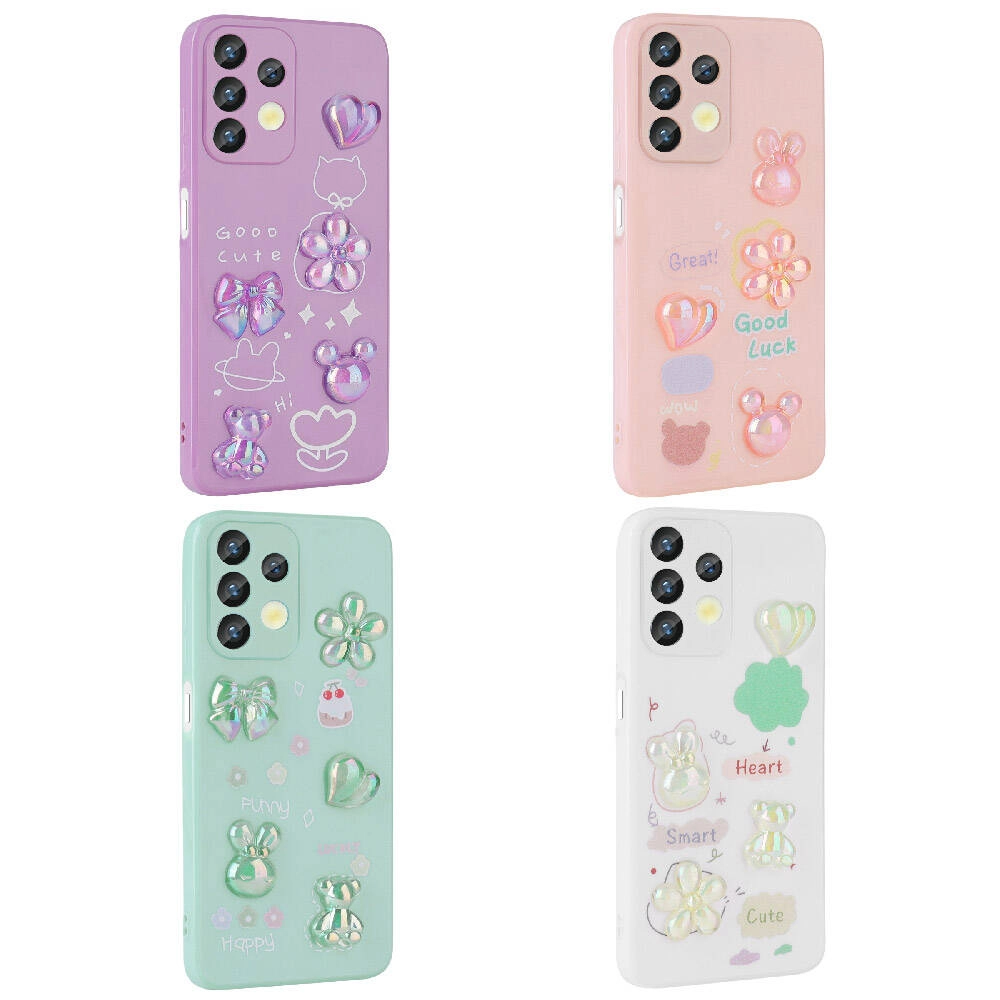 Galaxy Uyumlu A32 4G Kılıf Kabartma Figürlü Parlak Zore Toys Silikon Kapak