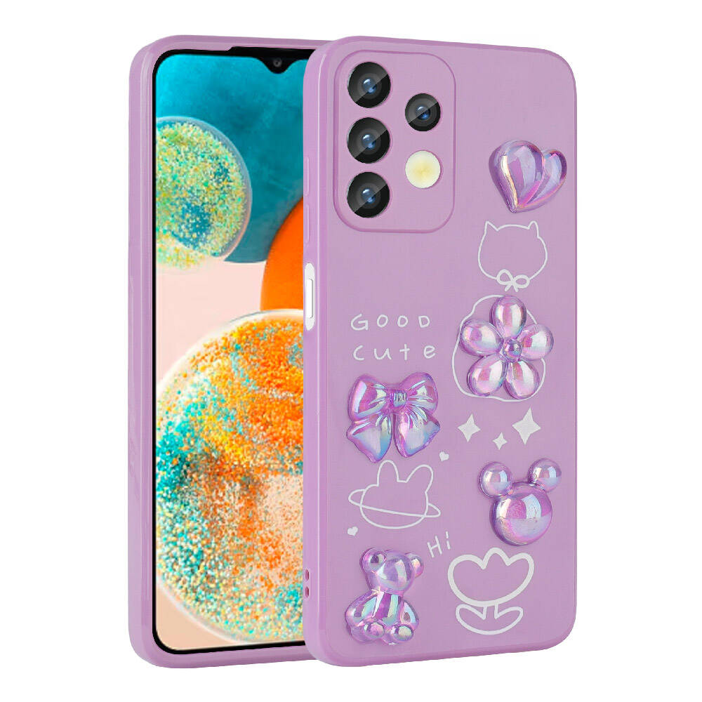 Galaxy Uyumlu A32 4G Kılıf Kabartma Figürlü Parlak Zore Toys Silikon Kapak