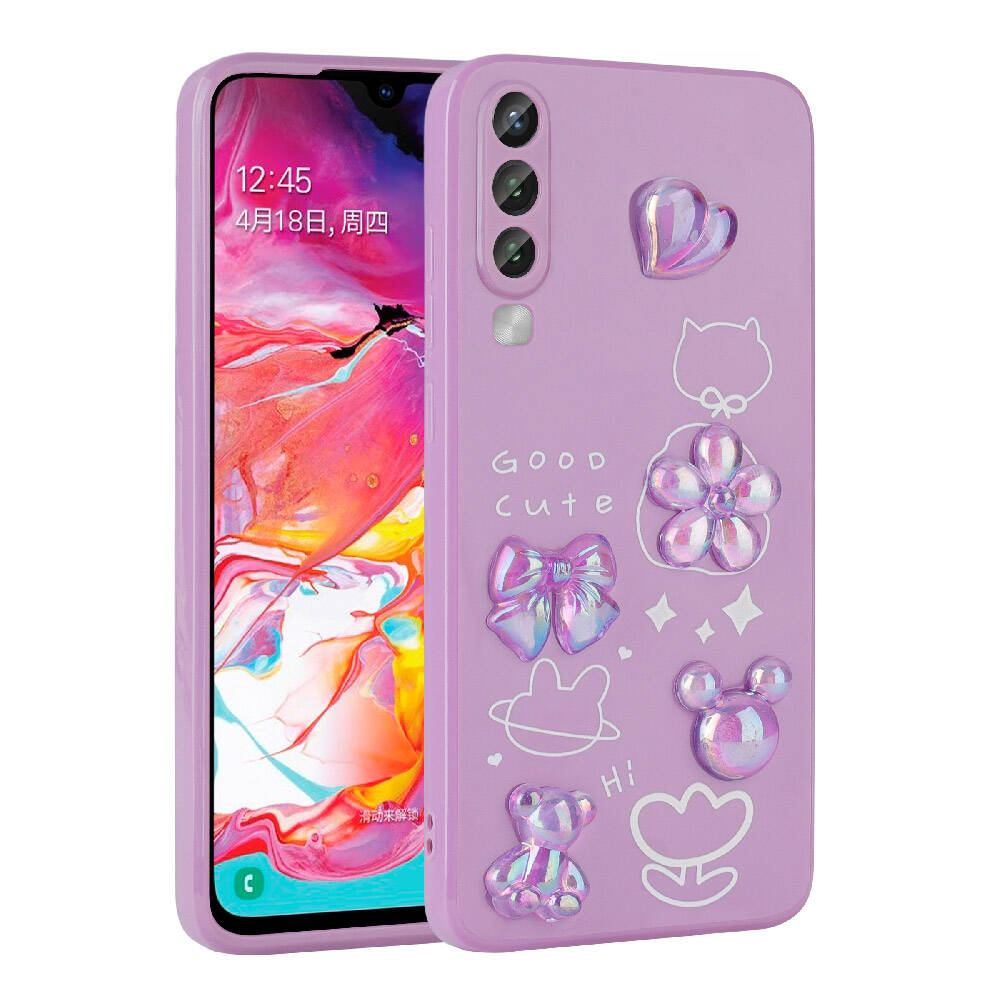 Galaxy Uyumlu A70 Kılıf Kabartma Figürlü Parlak Zore Toys Silikon Kapak