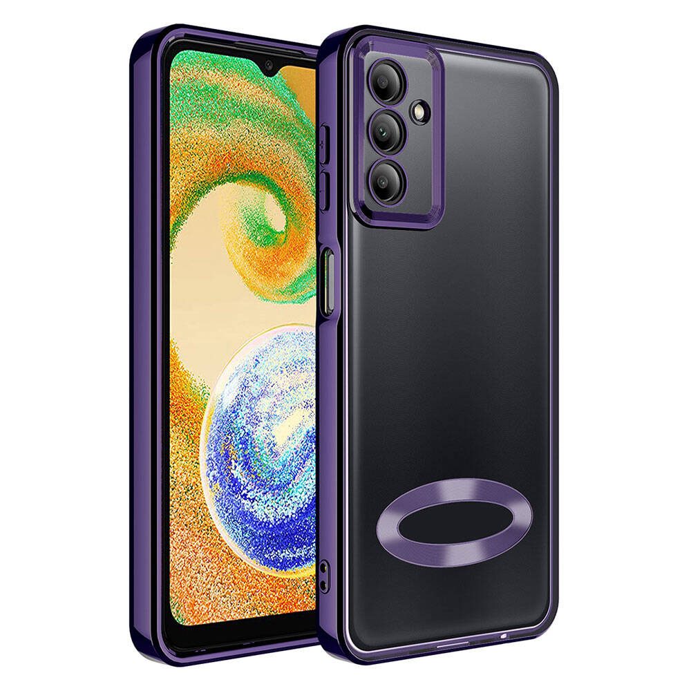 Galaxy Uyumlu A05S Kılıf Kamera Korumalı Logo Gösteren Zore Omega Kapak-Derin mor