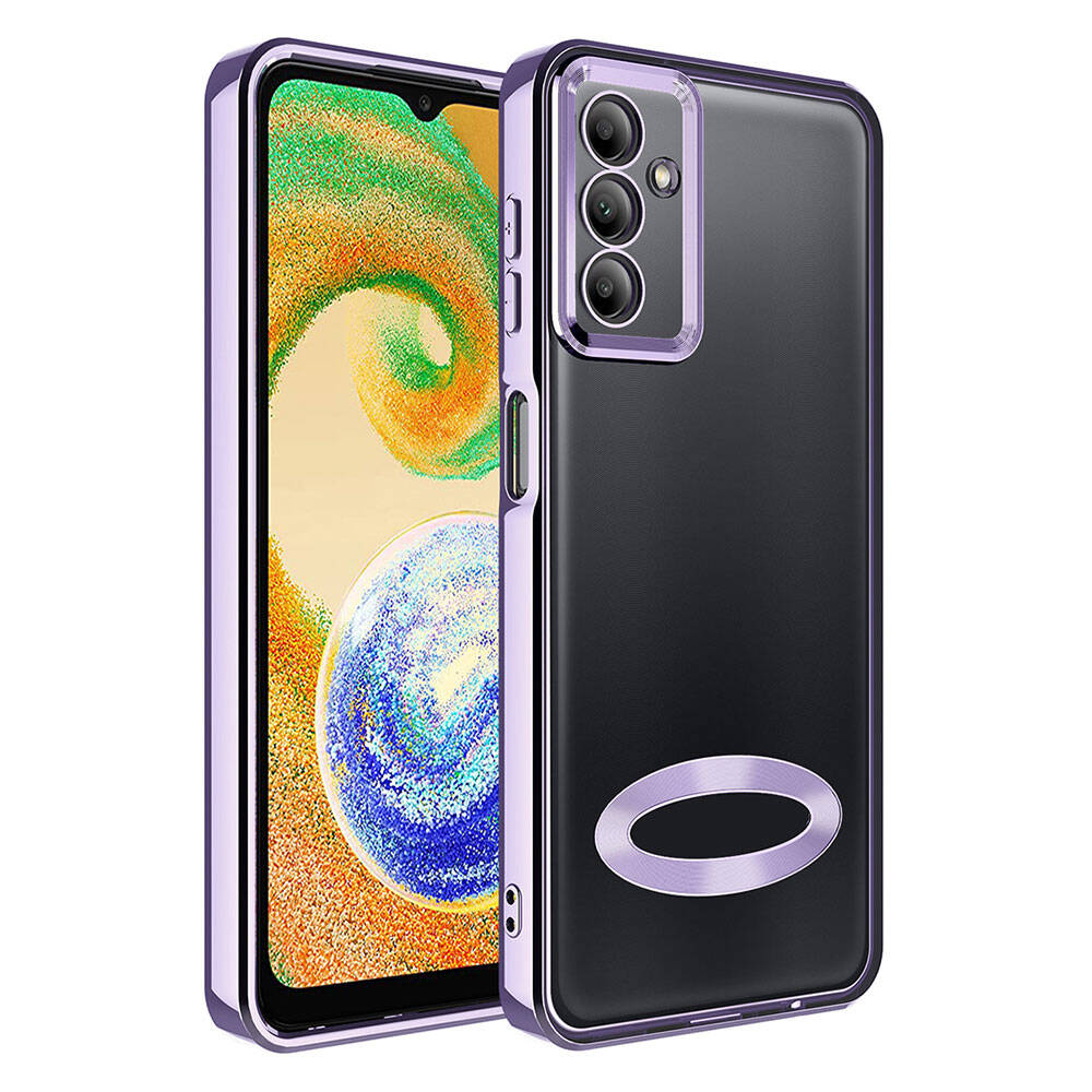 Galaxy Uyumlu A05S Kılıf Kamera Korumalı Logo Gösteren Zore Omega Kapak-Lila