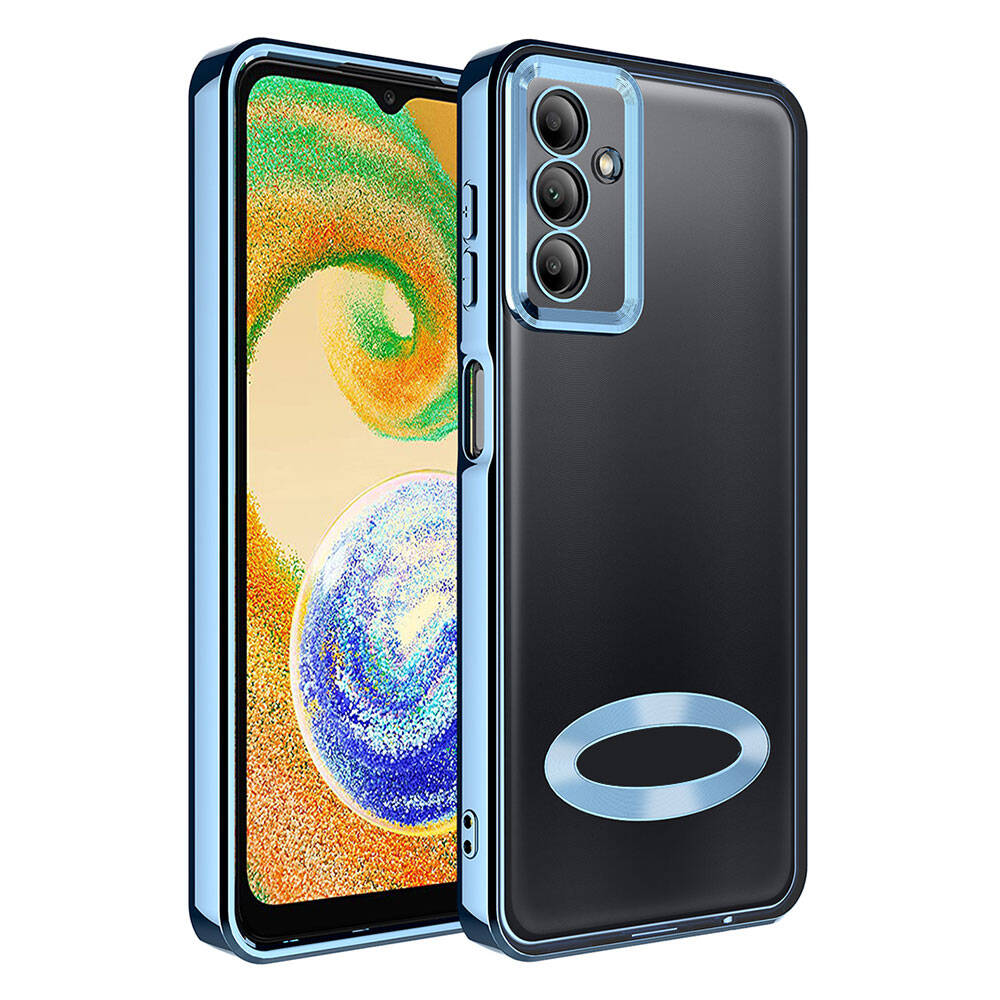 Galaxy Uyumlu A05S Kılıf Kamera Korumalı Logo Gösteren Zore Omega Kapak-Sierra mavi