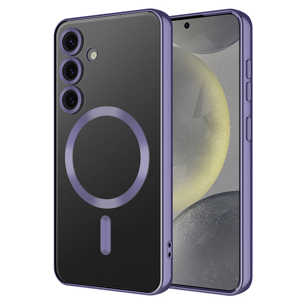 Galaxy Uyumlu S24 Kılıf Kamera Korumalı M-safe Wireless Şarj Özellikli Zore Demre Kapak-Lila