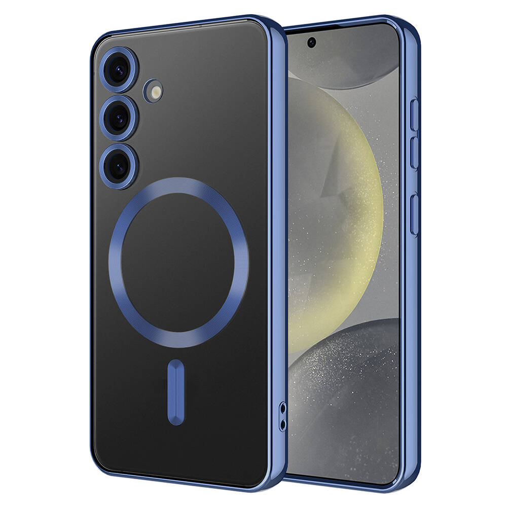 Galaxy Uyumlu S24 Kılıf Kamera Korumalı M-safe Wireless Şarj Özellikli Zore Demre Kapak-Sierra mavi