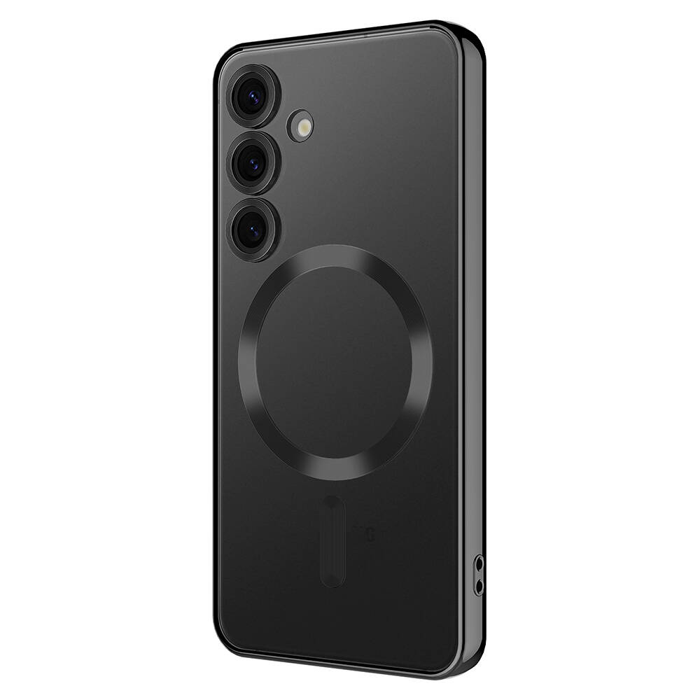 Galaxy Uyumlu S24 Kılıf Kamera Korumalı M-safe Wireless Şarj Özellikli Zore Demre Kapak-Siyah