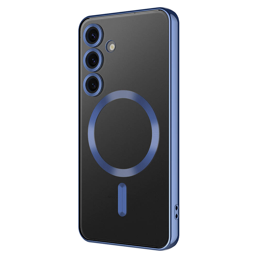 Galaxy Uyumlu S24 Plus Kılıf Kamera Korumalı M-safe Wireless Şarj Özellikli Zore Demre Kapak-Lacivert
