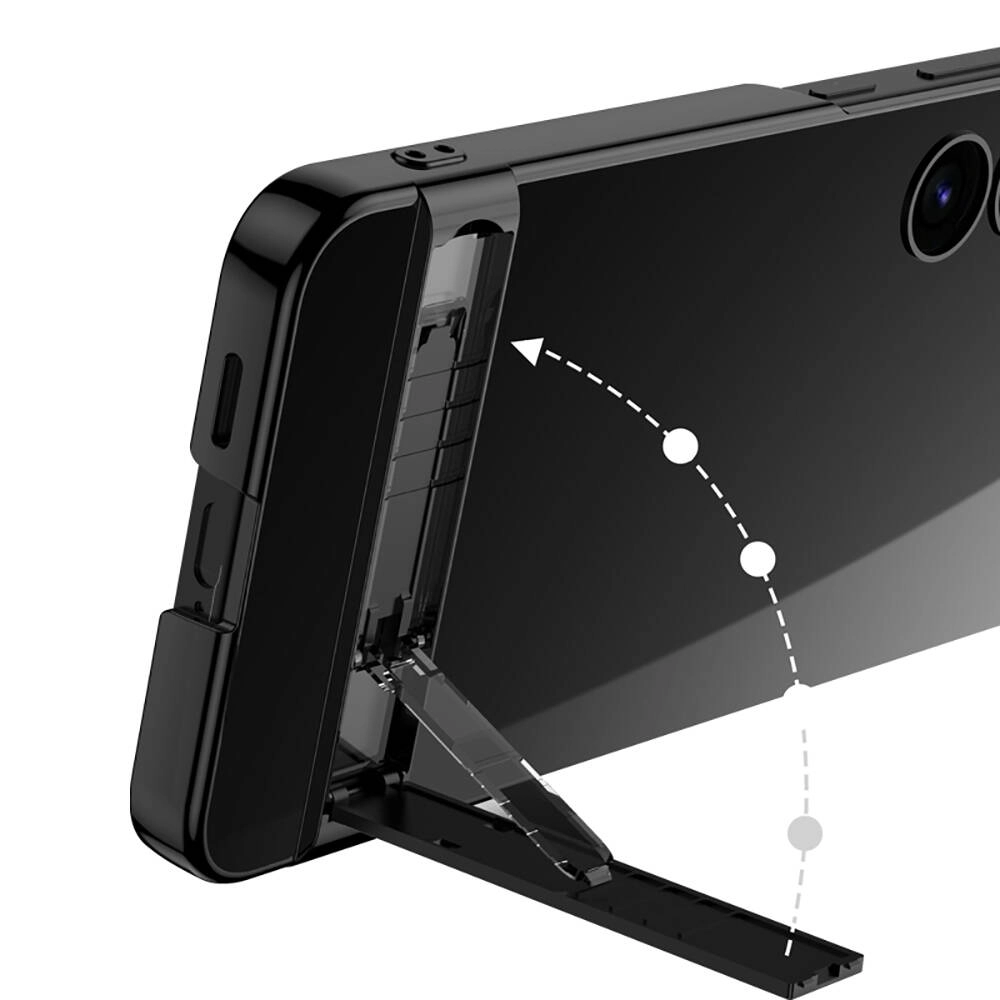 Galaxy Uyumlu S24 Kılıf Zore Kamera Korumalı Şeffaf Dikey Standlı Ays Kapak