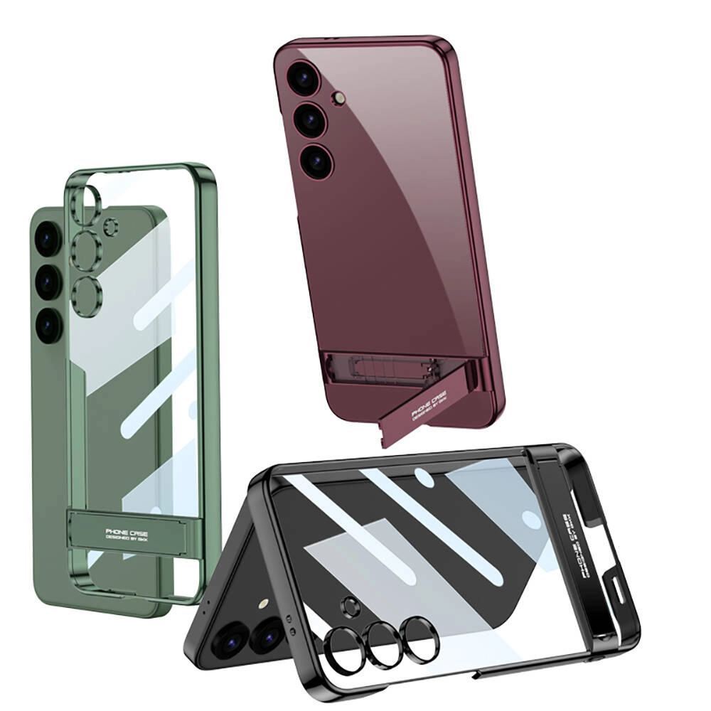 Galaxy Uyumlu S24 Kılıf Zore Kamera Korumalı Şeffaf Dikey Standlı Ays Kapak