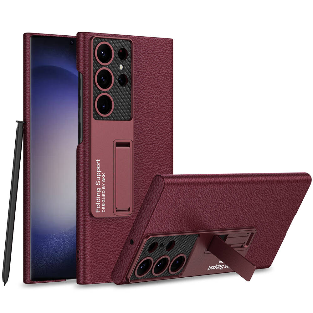 Galaxy Uyumlu S24 Ultra Kılıf Zore Kıpta Standlı Kapak-Mürdüm